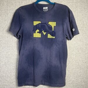 Tailgate Vintage Logo University Michigan Wolverines Tee Navy Blue Tie Dye S/XS
